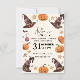 Pastel Watercolor Halloween-Party Einladung