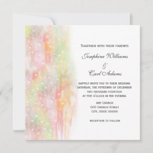 Pastel Watercolor Hearts Wedding Invites Einladung