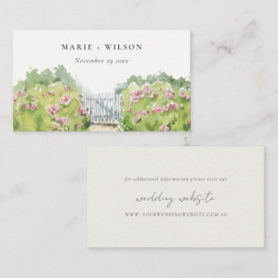 Pastel Watercolor Hütte Garden Wedding Website Begleitkarte