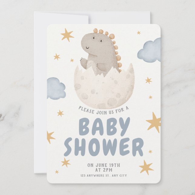 Pastel Watercolor Illustrative Babydusche Einladung (Vorderseite)