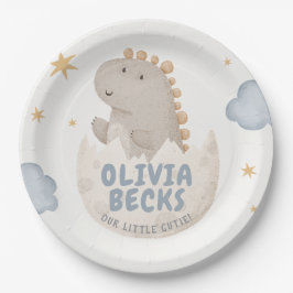 Pastel Watercolor Illustrative Babydusche Pappteller