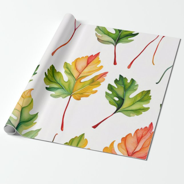 Pastel Watercolor Leaf Harmony Geschenkpapier (Ungerollt)