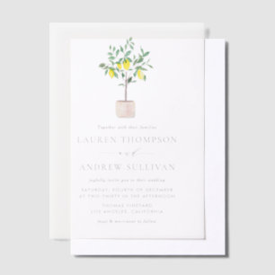 Pastel Watercolor Lemon Tree Summer Wedding