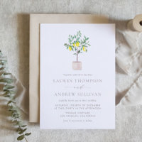 Pastel Watercolor Lemon Tree Summer Wedding