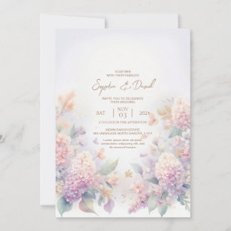Pastel Watercolor lilac Wedding Einladung