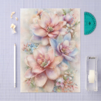 Pastel Watercolor Magnolia Decoupage Seidenpapier
