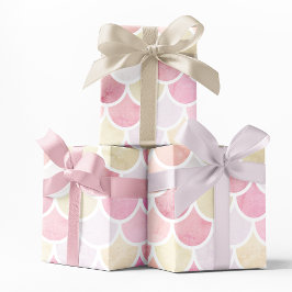 Pastel Watercolor Mermaid-Skalenmuster mit Namen Geschenkpapier Set