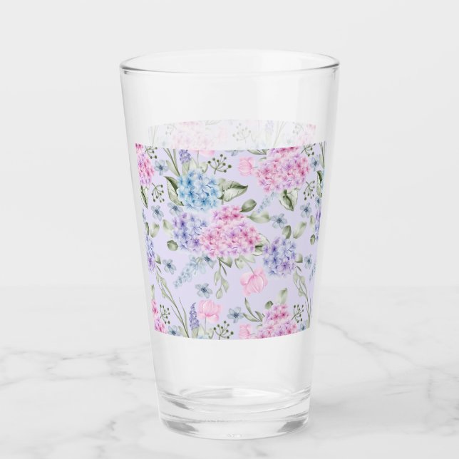 Pastel Watercolor Mixed Color Hydrangea-Blume Glas (Vorderseite)