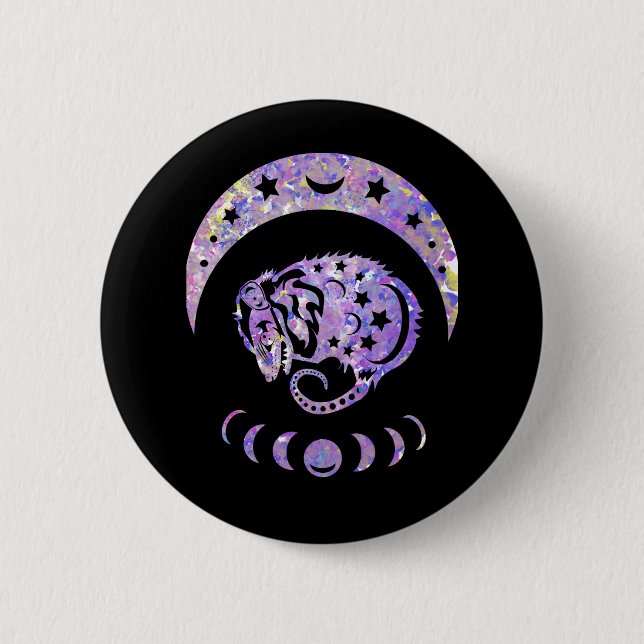 Pastel Watercolor Moon Possum Button (Vorderseite)
