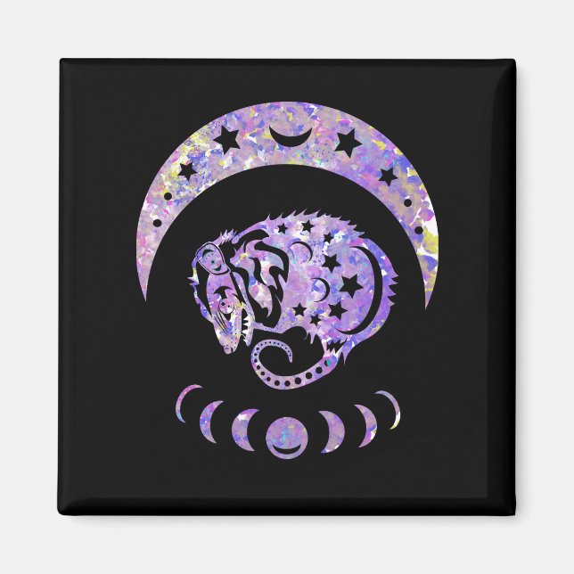 Pastel Watercolor Moon Possum Magnet (Vorne)