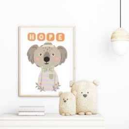 Pastel Watercolor Niedlich Hope koala Christlich P Fotodruck