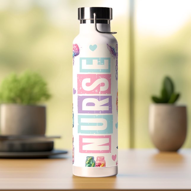 Pastel Watercolor Nurse Trinkflasche (Von Creator hochgeladen)