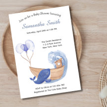 Pastel Watercolor Ocean Whale Babydusche