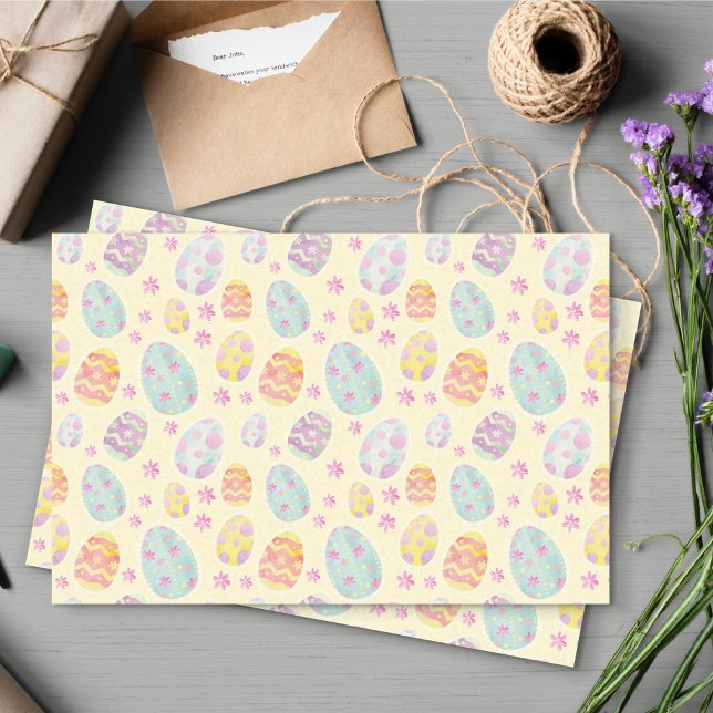 Pastel Watercolor Ostereiermuster Seidenpapier (Pastel Easter eggs Patterned Tissue Paper)
