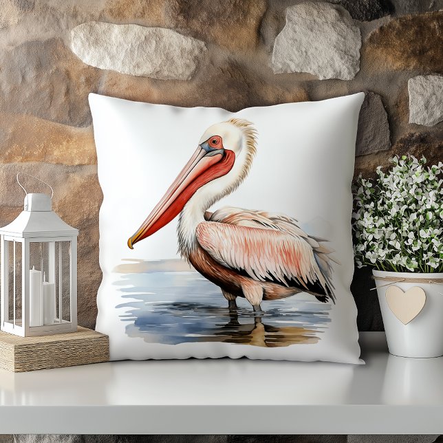 Pastel Watercolor Pelican Louisiana Staat Kissen (Von Creator hochgeladen)