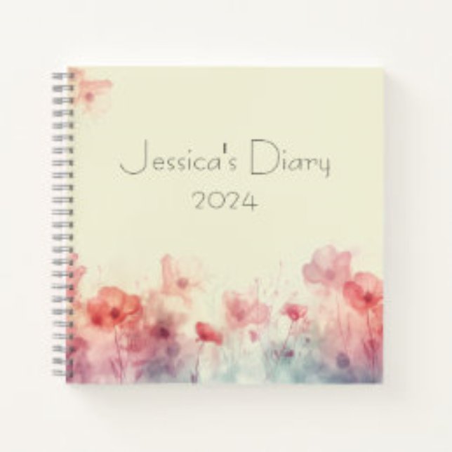 Pastel Watercolor Personalisiert Diary Notebook Notizbuch (Watercolor Abstract Floral Design Personalized Journal/Diary)