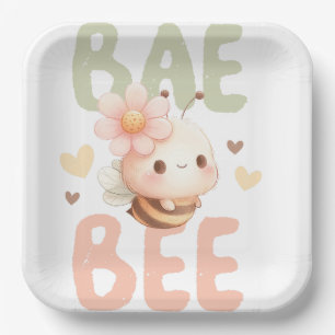 PASTEL WATERCOLOR PINK & GREEN BABY BIES PAPPTELLER