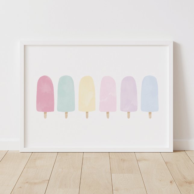 Pastel Watercolor Popsicle Girls Room Poster (Von Creator hochgeladen)