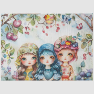 Pastel Watercolor Puppenhaus-ähnliche Girls-Dekoup Seidenpapier