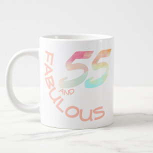 Pastel Watercolor Rainbow 55 Jahre alt Geburtstag Jumbo-Tasse