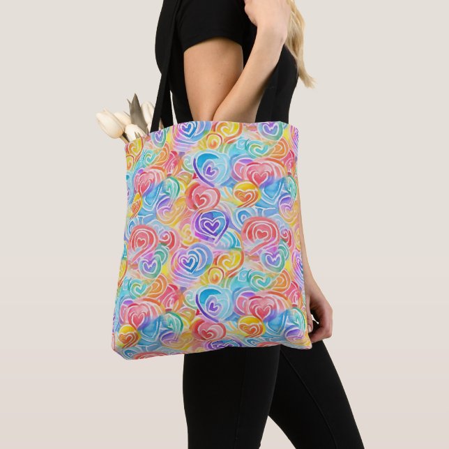 PASTEL WATERCOLOR RAINBOW ABSTRAKTE HERZEN (Von Nahem)