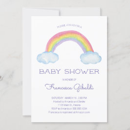 Pastel Watercolor Rainbow and Sprinkle Baby Showro Einladung