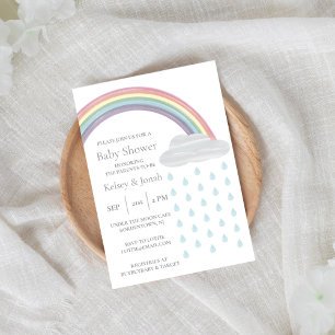Pastel Watercolor Rainbow Baby Dusche Einladung