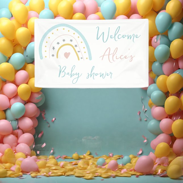 Pastel watercolor rainbow hart Baby Shoower Banner (Von Creator hochgeladen)