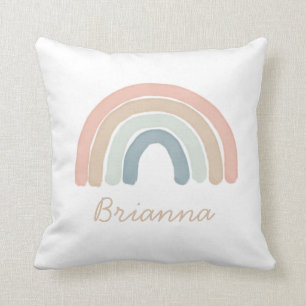 Pastel Watercolor Rainbow Name Throw Kissen