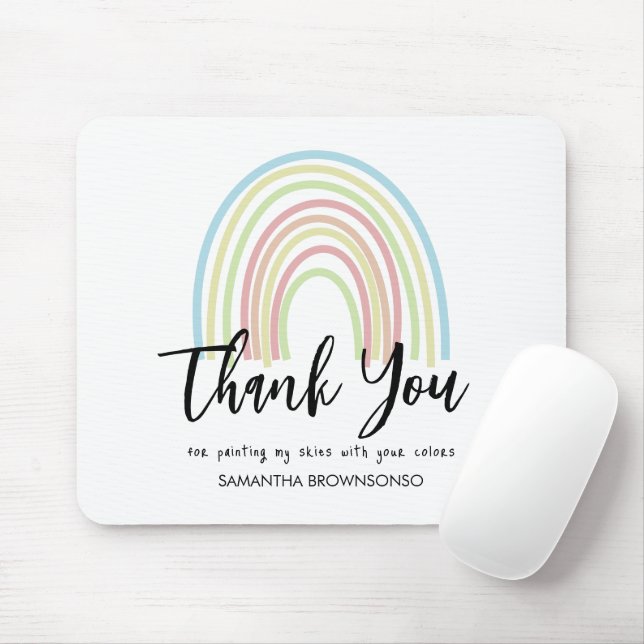 Pastel watercolor rainbow teacher thank you mousepad (Mit Mouse)