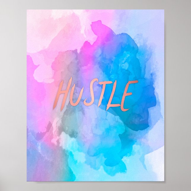 Pastel Watercolor Rose Gold Hustel Poster (Vorne)