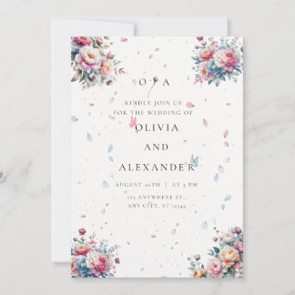 Pastel Watercolor Rose Hochzeit Einladung