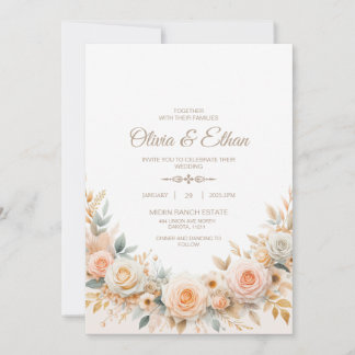 Pastel Watercolor Rose Hochzeit Einladung