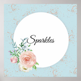 Pastel Watercolor-Rose mit benutzerdefinierten Nam Poster