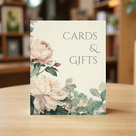 Pastel Watercolor Rose Peonies Wedding Cards Sign Fotodruck