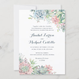 Pastel Watercolor Succulents Wedding Einladung