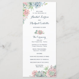 Pastel Watercolor Succulents Wedding Program Programm