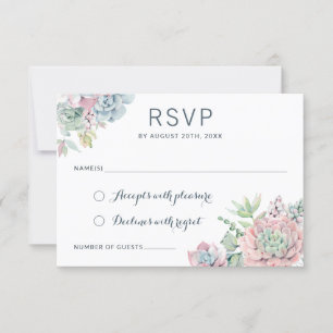 Pastel Watercolor Succulents Wedding RSVP Respekt Einladung