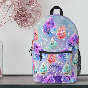 Pastel Watercolor und Tinte Serene Magische Blätte Bedruckter Rucksack