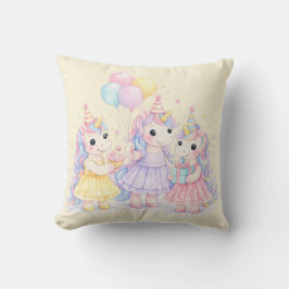 Pastel Watercolor Unicorn Girls Birthday Kissen