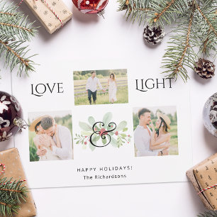 Pastel Watercolor Weihnachtsblume 3-Foto Feiertagskarte