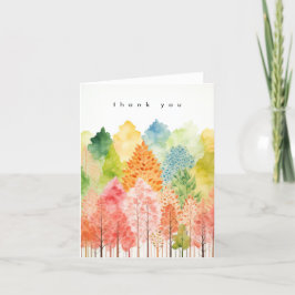 Pastel Watercolor Whimsical Forest Trees Dankeskarte