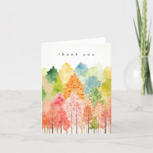 Pastel Watercolor Whimsical Forest Trees Dankeskarte