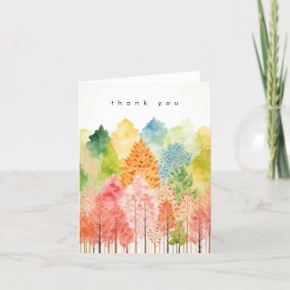 Pastel Watercolor Whimsical Forest Trees Dankeskarte