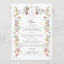 Pastel Watercolor Wildblume Wedding Menu