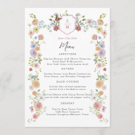 Pastel Watercolor Wildblume Wedding Menu Menükarte