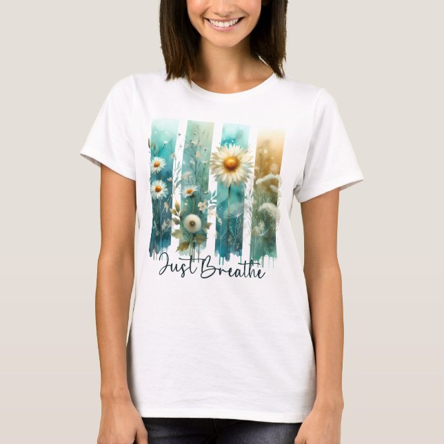 PASTEL WATERCOLOR WILDFLOWER BRUSHSTROKES T-Shirt (Vorderseite)