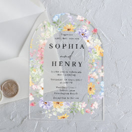 Pastel Watercolor Wildflowers Wedding Acryleinladungen