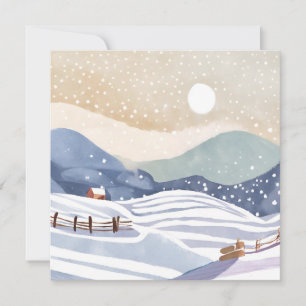Pastel Watercolor Winter Hills Kabine Karte