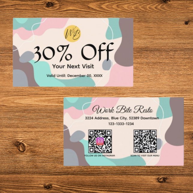 Pastel Wave Modern Restaurant Qr Code Menü und Rabattkarte (Von Creator hochgeladen)
